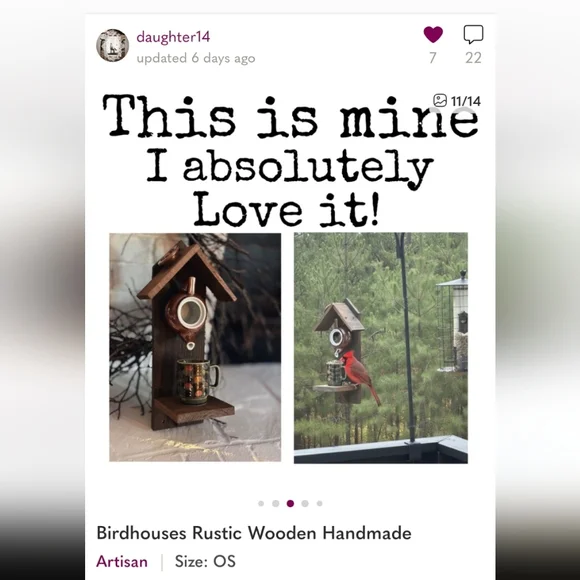 Rustic Wooden Handmade Teapot Bird Feeder Fruit - Picture 9 of 16